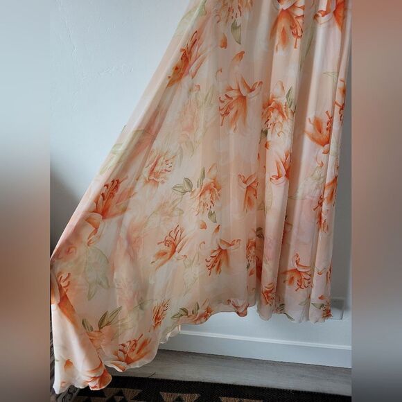 NEW Petal Roz Floral Maxi Skirt Orange Pastel Flowy Fairy Cottage Ethereal Small - Picture 5 of 7